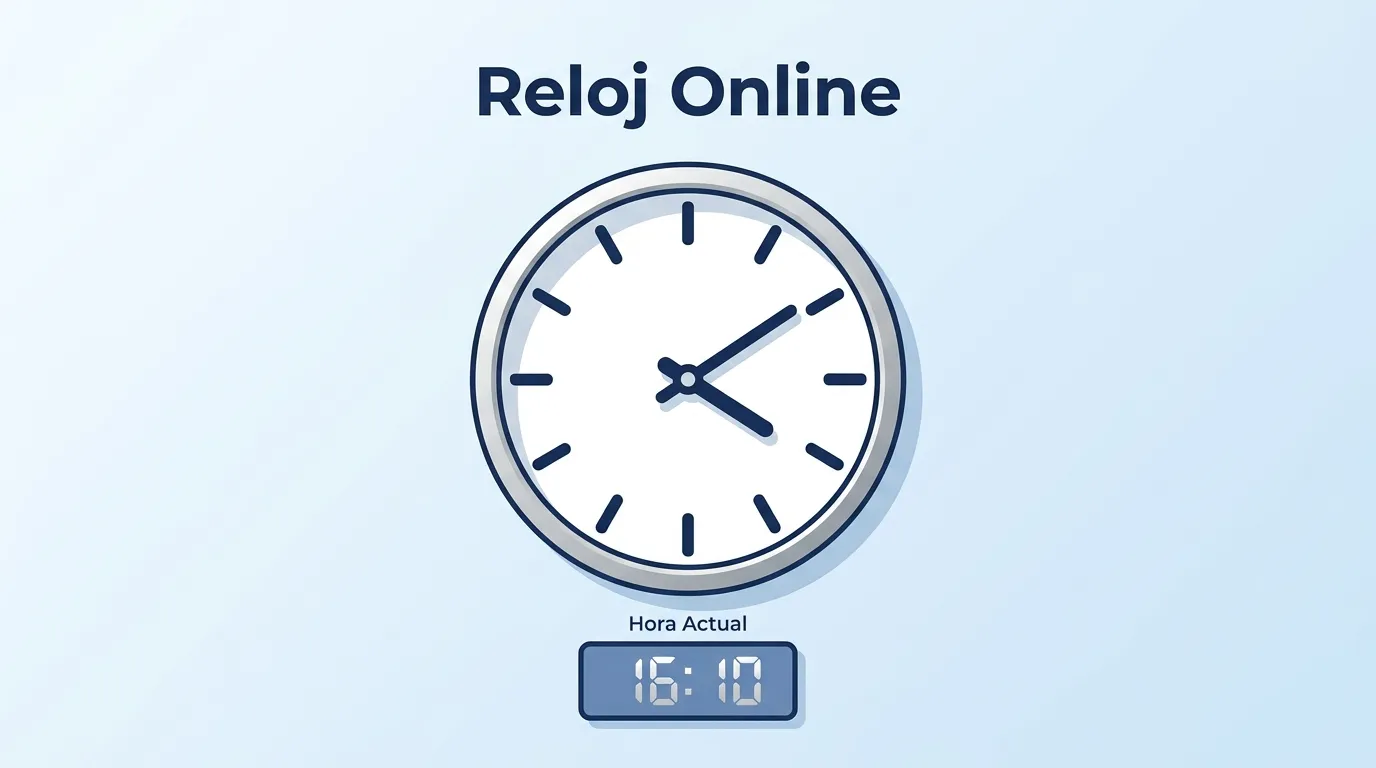 Interfaz del reloj online con formato digital y analógico mostrando la hora local del dispositivo